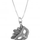 STERLING SILVER MASQUERADE MASK CHARM W/ 16" BOX CHAIN