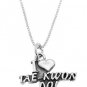 STERLING SILVER I LOVE (HEART) TAE KWON DO CHARM WITH 16 inch BOX CHAIN NECKLACE
