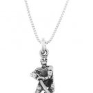 STERLING SILVER HOCKEY PLAYER CHARM WITH 16 INCH BOX CHAIN NECKLACE