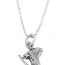 STERLING SILVER FIGURE SKATER SKATE / ICE SKATE CHARM WITH 16 inch BOX CHAIN NECKLACE