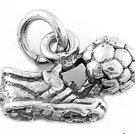 STERLING SILVER SOCCER SHOE AND BALL CHARM/ PENDANT