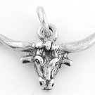 STERLING SILVER 925 LONG HORN BULL CHARM