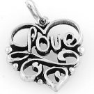 STERLING SILVER LOVE IN HEART CHARM W/ 16" BOX CHAIN