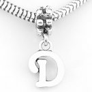 STERLING SILVER DANGLING FANCY LETTER D EUROPEAN BEAD