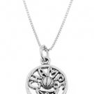 STERLING SILVER CUT OUT DISC BASKETBALL CHAMPS CHARM WITH 16 inch BOX CHAIN NECKLACE