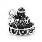 STERLING SILVER WEDDING CAKE CHARM WITH 16" BOX CHAIN