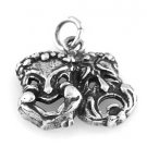 STERLING SILVER COMEDY / TRAGEDY CHARM W/ 16" BOX CHAIN