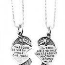 STERLING SILVER CHRISTIAN MIZPAH CHARM & 2 BOX CHAINS