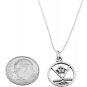 STERLING SILVER DISC CUT OUT HOCKEY MASK AND STICK CHARM WITH 16 inch BOX CHAIN NECKLACE