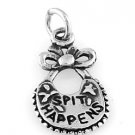 STERLING SILVER SPIT HAPPENS BIB CHARM W/ 16" BOX CHAIN