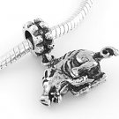 STERLING SILVER DANGLING RAZORBACK HOG EUROPEAN BEAD