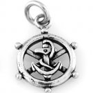 STERLING SILVER CAPTAIN WHEEL & ANCHOR CHARM WITH 16" BOX CHAIN