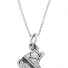 STERLING SILVER HOCKEY PLAYER'S ICE SKATE CHARM WITH 16 INCH BOX CHAIN NECKLACE