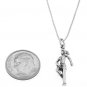 STERLING SILVER FEMALE JOGGER / FEMALE RUNNER CHARM WITH 18 INCH BOX CHAIN NECKLACE