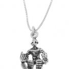 STERLING SILVER GOALIE HOCKEY PLAYER CHARM WITH 18 INCH BOX CHAIN NECKLACE
