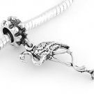STERLING SILVER DANGLING FLAMINGO EUROPEAN BEAD