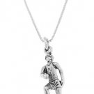 STERLING SILVER MALE RUNNER / MALE JOGGER CHARM WITH 16 inch BOX CHAIN NECKLACE