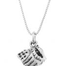 STERLING SILVER BASEBALL GLOVE / SOFTBALL GLOVE CHARM WITH 16 INCH BOX CHAIN NECKLACE