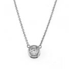 STERLING SILVER CZ ROUND SOLITAIRE BEZEL SET NECKLACE