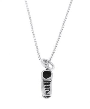 STERLING SILVER BABY ICE SKATE / BABY BOOT CHARM WITH 16 INCH BOX CHAIN NECKLACE