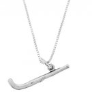 STERLING SILVER HOCKEY / FIELD HOCKEY STICK CHARM WITH 16 INCH BOX CHAIN NECKLACE