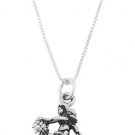 STERLING SILVER FEMALE / GIRL BASKETBALL PLAYER CHARM WITH 16 INCH BOX CHAIN NECKLACE