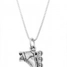 STERLING SILVER ROLLERBLADE / INLINE SKATE CHARM WITH 16 INCH BOX CHAIN NECKLACE
