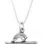 STERLING SILVER HELMET BAT & BALL BASEBALL EQUIPMENT CHARM W/ 16 inch BOX CHAIN NECKLACE