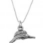STERLING SILVER BROAD BILL FISH / SWORDFISH CHARM WITH 16 inch BOX CHAIN NECKLACE