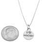 STERLING SILVER I LOVE HOCKEY ROUND DISC CHARM WITH 16 INCH BOX CHAIN NECKLACE