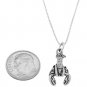 STERLING SILVER BIG CLAW LOBSTER / SEAFOOD LOBSTER CHARM WITH 16 INCH BOX CHAIN NECKLACE