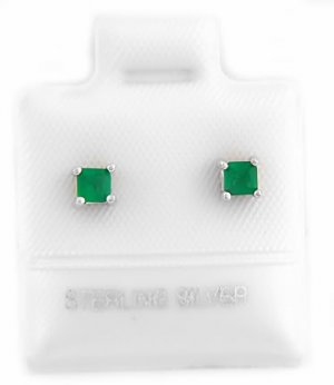 STERLING SILVER MAY BIRTHSTONE CZ CHILD POST EARRINGS 3mm