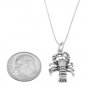STERLING SILVER SEAFOOD LOBSTER CHARM WITH 16 INCH BOX CHAIN NECKLACE