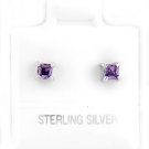 STERLING SILVER FEBRUARY BIRTHSTONE CZ CHILD POST EARRINGS 3mm