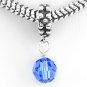 STERLING SILVER DANGLING SEPTEMBER BIRTHSTONE EUROPEAN BEAD