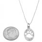 STERLING SILVER CUT OUT PAW PRINT / ANIMAL PRINT CHARM WITH 16 INCH BOX CHAIN NECKLACE