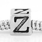 STERLING SILVER ALPHABET INITIAL Z CUBE EUROPEAN BEAD