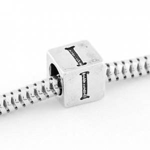 STERLING SILVER ALPHABET INITIAL I CUBE EUROPEAN BEAD