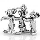 STERLING SILVER 3D THREE BLIND MICE CHARM/PENDANT