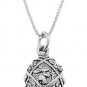STERLING SILVER DECORATIVE EASTER EGG WITH RABBIT CHARM WITH 16 inch BOX CHAIN NECKLACE