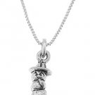 STERLING SILVER LITTLE CATERPILLAR / INCH WORM CHARM WITH 16 inch BOX CHAIN NECKLACE