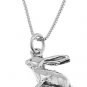 STERLING SILVER LONG EAR BUNNY RABBIT CHARM WITH 16 inch BOX CHAIN NECKLACE