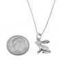 STERLING SILVER LONG EAR BUNNY RABBIT CHARM WITH 16 inch BOX CHAIN NECKLACE