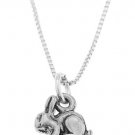 STERLING SILVER SMALL BUNNY RABBIT CHARM WITH 16 INCH BOX CHAIN NECKLACE