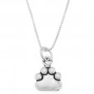 STERLING SILVER PAW PRINT / ANIMAL PAW PRINT CHARM WITH 16 inch BOX CHAIN NECKLACE