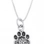 STERLING SILVER PAW PRINT / ANIMAL PAW PRINT CHARM WITH 16 inch BOX CHAIN NECKLACE