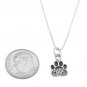 STERLING SILVER PAW PRINT / ANIMAL PAW PRINT CHARM WITH 16 inch BOX CHAIN NECKLACE