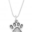 STERLING SILVER PAW PRINT / DOG PAW/ ANIMAL PAW CHARM WITH 16 inch BOX CHAIN NECKLACE