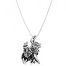 STERLING SILVER ROOSTER / GAME COCK ROOSTER CHARM WITH 16 inch BOX CHAIN NECKLACE