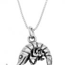 STERLING SILVER CRAW-FISH / SHRIMP CHARM WITH 16 inch BOX CHAIN NECKLACE